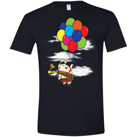 T-Shirts Black / X-Small Flying Balloon Boy Men's Semi-Fitted Softstyle