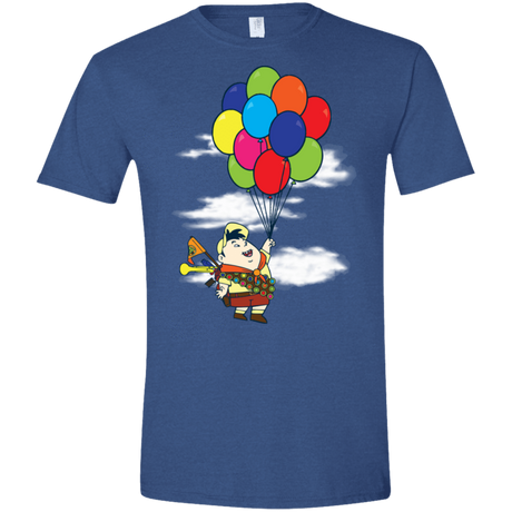 T-Shirts Heather Royal / X-Small Flying Balloon Boy Men's Semi-Fitted Softstyle