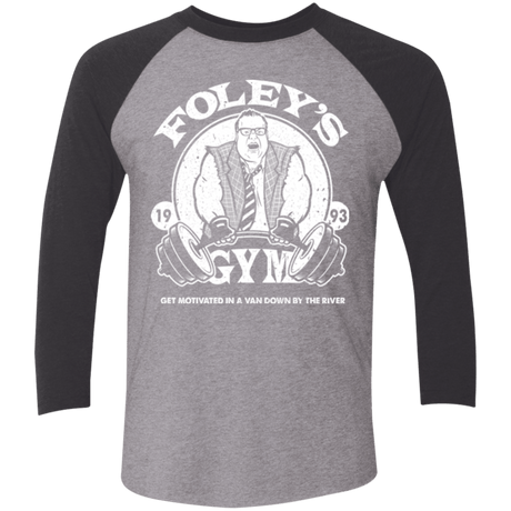 T-Shirts Premium Heather/ Vintage Black / X-Small Foleys Gym Men's Triblend 3/4 Sleeve