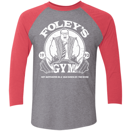 T-Shirts Premium Heather/ Vintage Red / X-Small Foleys Gym Men's Triblend 3/4 Sleeve