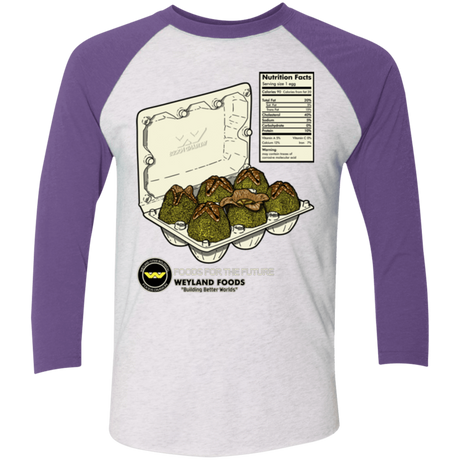 T-Shirts Heather White/Purple Rush / X-Small Food For The Future Men's Triblend 3/4 Sleeve