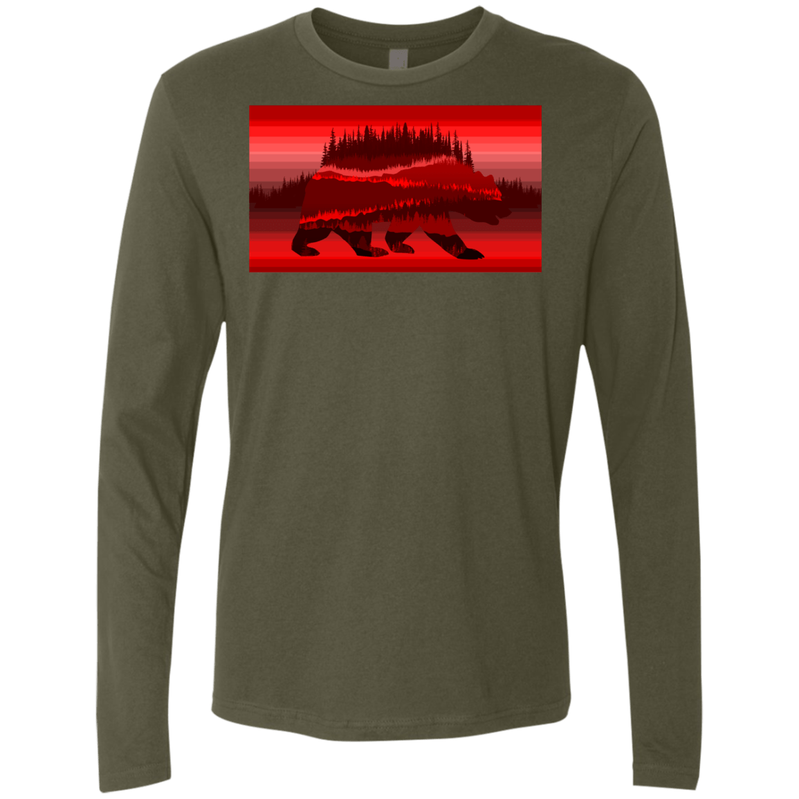 T-Shirts Military Green / S Forest Bear Men's Premium Long Sleeve