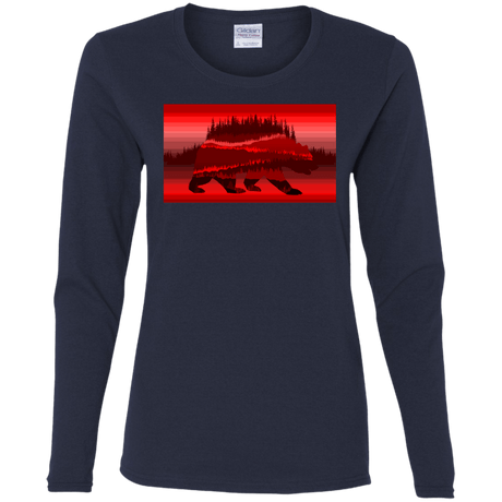 T-Shirts Navy / S Forest Bear Women's Long Sleeve T-Shirt