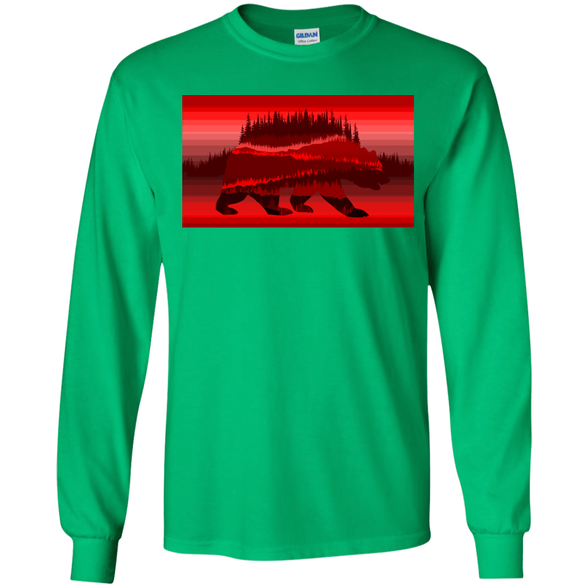T-Shirts Irish Green / YS Forest Bear Youth Long Sleeve T-Shirt