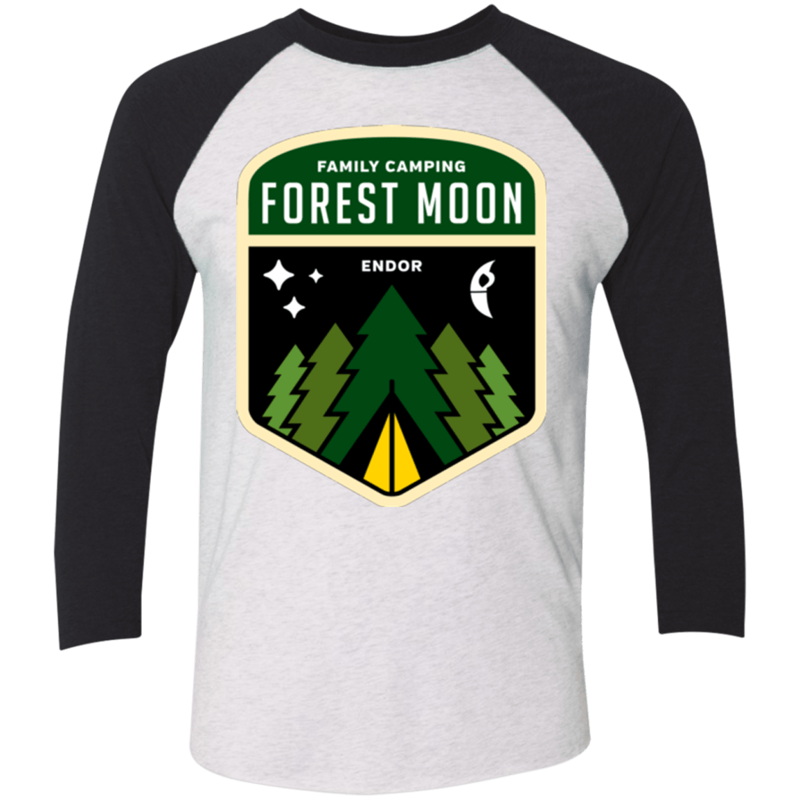 T-Shirts Heather White/Vintage Black / X-Small Forest Moon Triblend 3/4 Sleeve