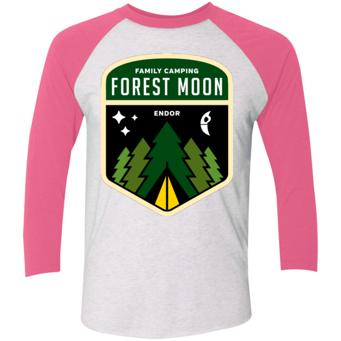 T-Shirts Heather White/Vintage Pink / X-Small Forest Moon Triblend 3/4 Sleeve