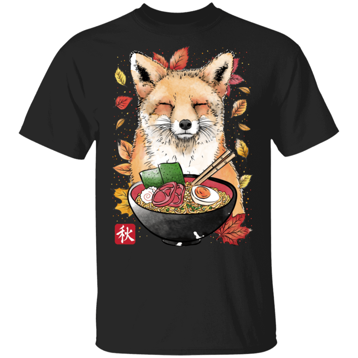 T-Shirts Black / S Fox, Leaves and Ramen T-Shirt