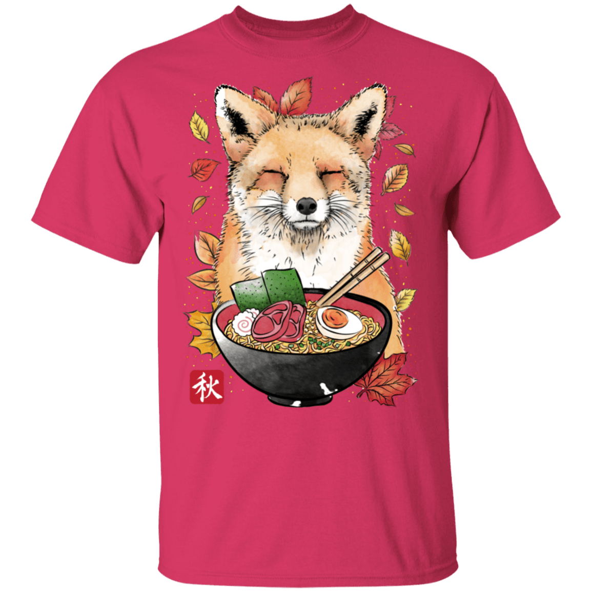 T-Shirts Heliconia / S Fox, Leaves and Ramen T-Shirt