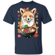 T-Shirts Navy / S Fox, Leaves and Ramen T-Shirt