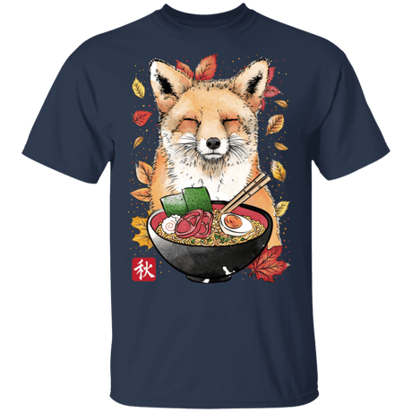 T-Shirts Navy / S Fox, Leaves and Ramen T-Shirt