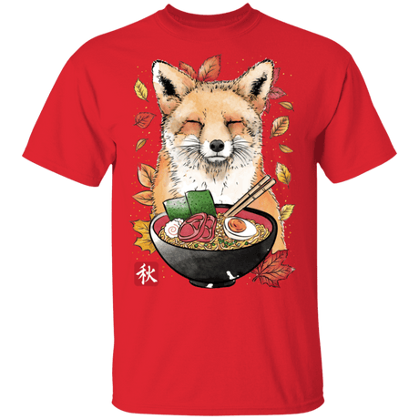 T-Shirts Red / S Fox, Leaves and Ramen T-Shirt