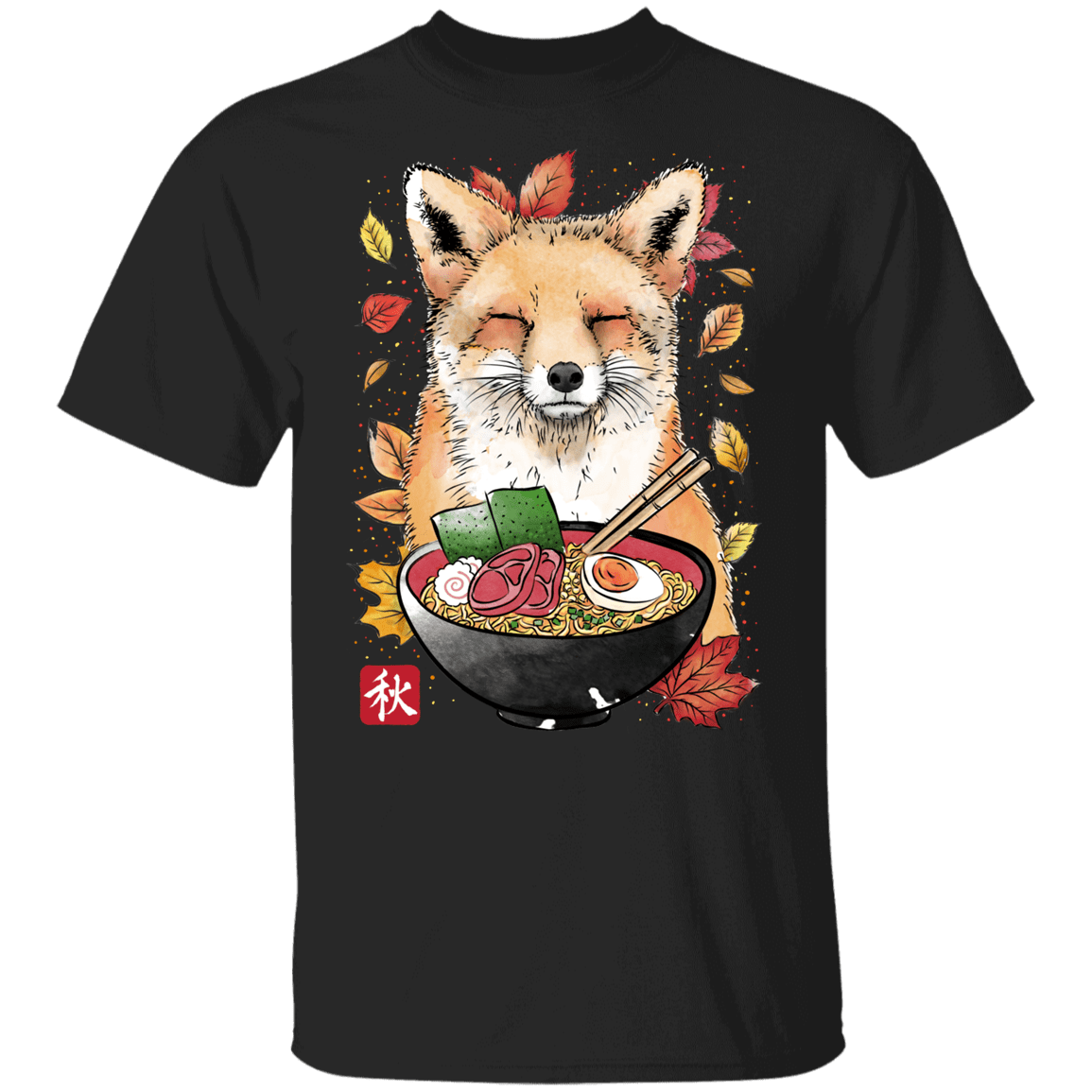 T-Shirts Black / YXS Fox, Leaves and Ramen Youth T-Shirt