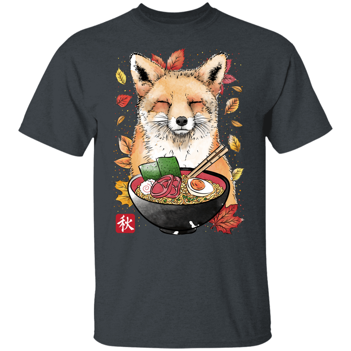 T-Shirts Dark Heather / YXS Fox, Leaves and Ramen Youth T-Shirt