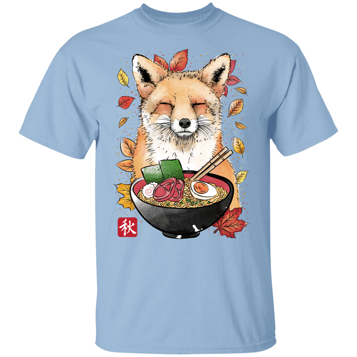 T-Shirts Light Blue / YXS Fox, Leaves and Ramen Youth T-Shirt
