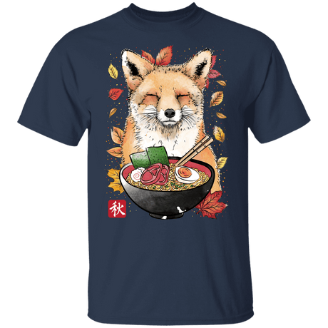 T-Shirts Navy / YXS Fox, Leaves and Ramen Youth T-Shirt