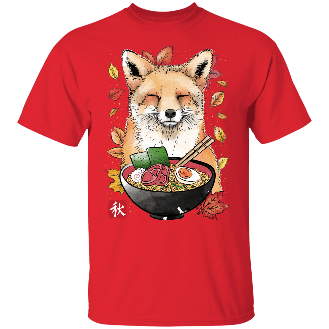 T-Shirts Red / YXS Fox, Leaves and Ramen Youth T-Shirt