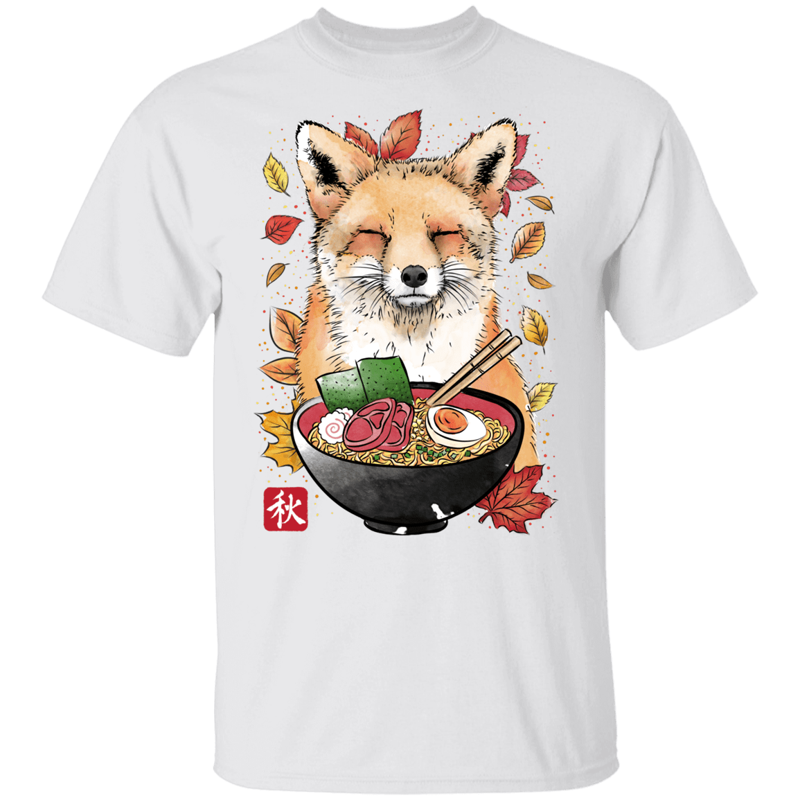 T-Shirts White / YXS Fox, Leaves and Ramen Youth T-Shirt