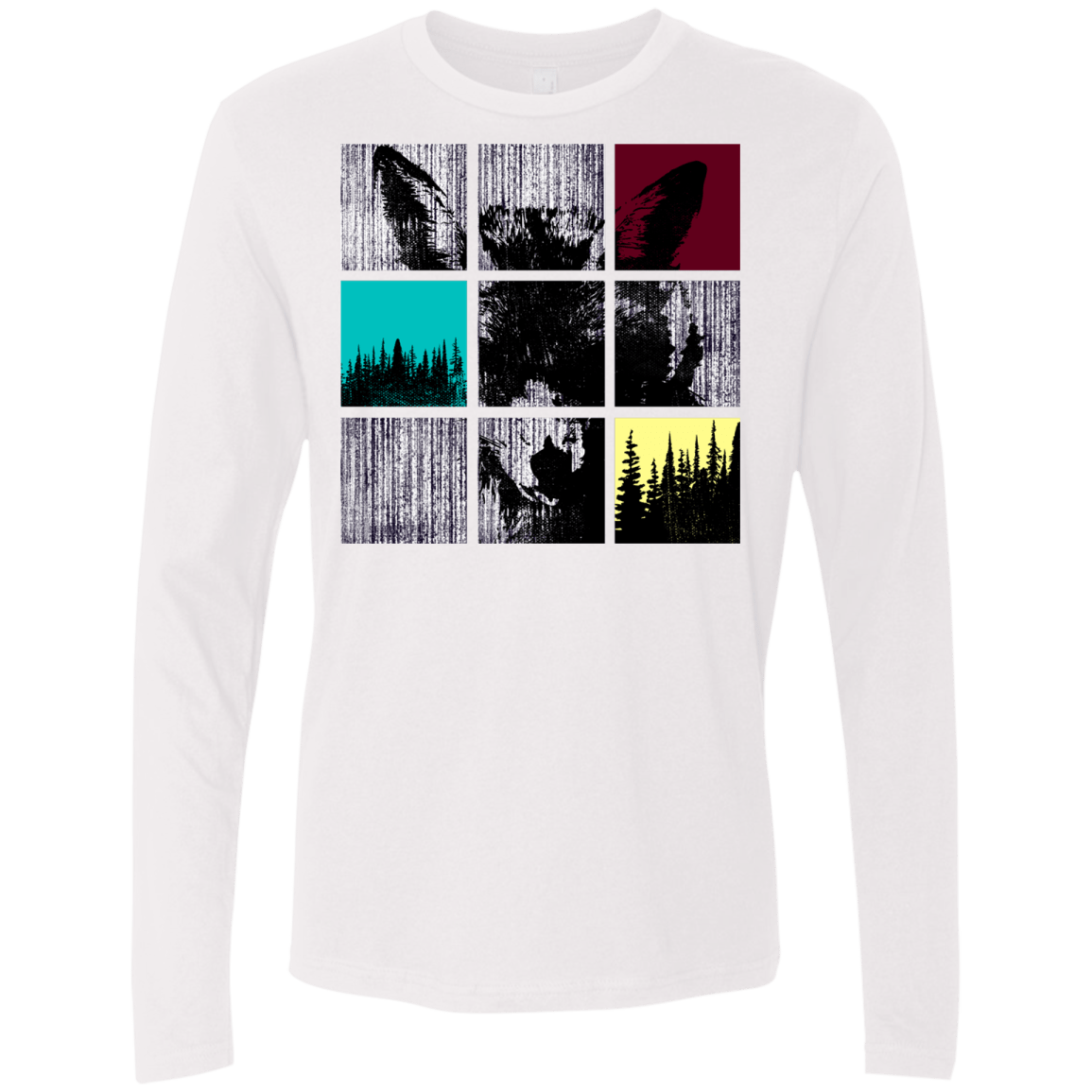 T-Shirts White / S Fox Pane Men's Premium Long Sleeve