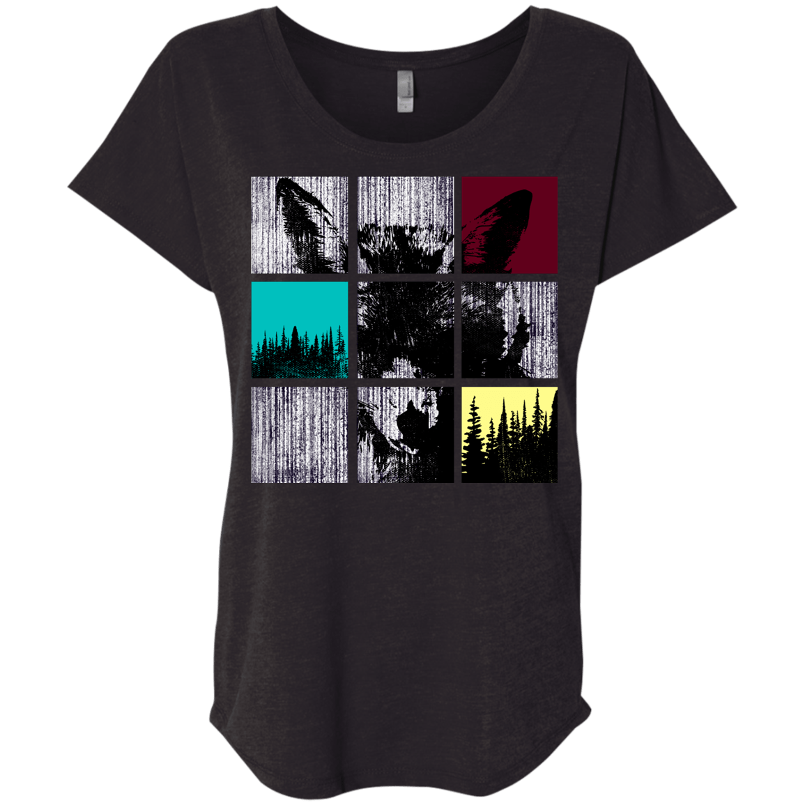 T-Shirts Vintage Black / X-Small Fox Pane Triblend Dolman Sleeve