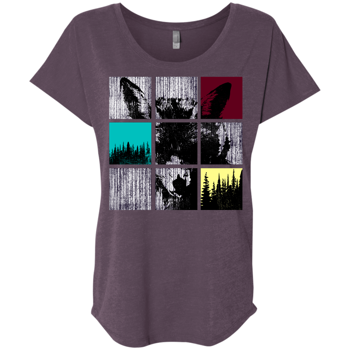 T-Shirts Vintage Purple / X-Small Fox Pane Triblend Dolman Sleeve