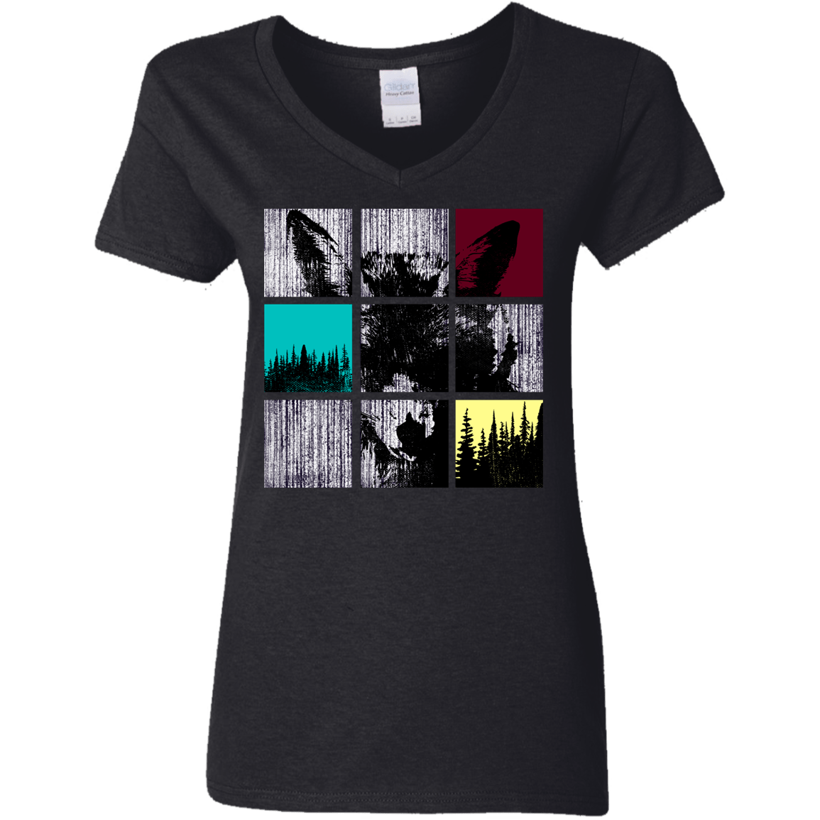 T-Shirts Black / S Fox Pane Women's V-Neck T-Shirt