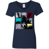 T-Shirts Navy / S Fox Pane Women's V-Neck T-Shirt