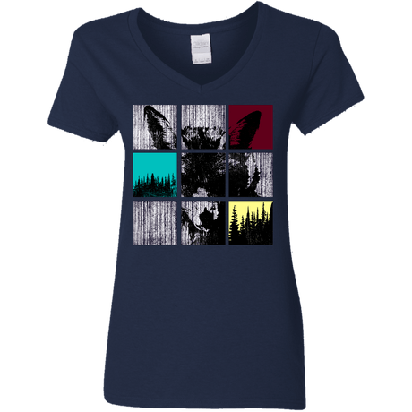 T-Shirts Navy / S Fox Pane Women's V-Neck T-Shirt