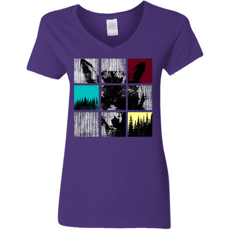 T-Shirts Purple / S Fox Pane Women's V-Neck T-Shirt