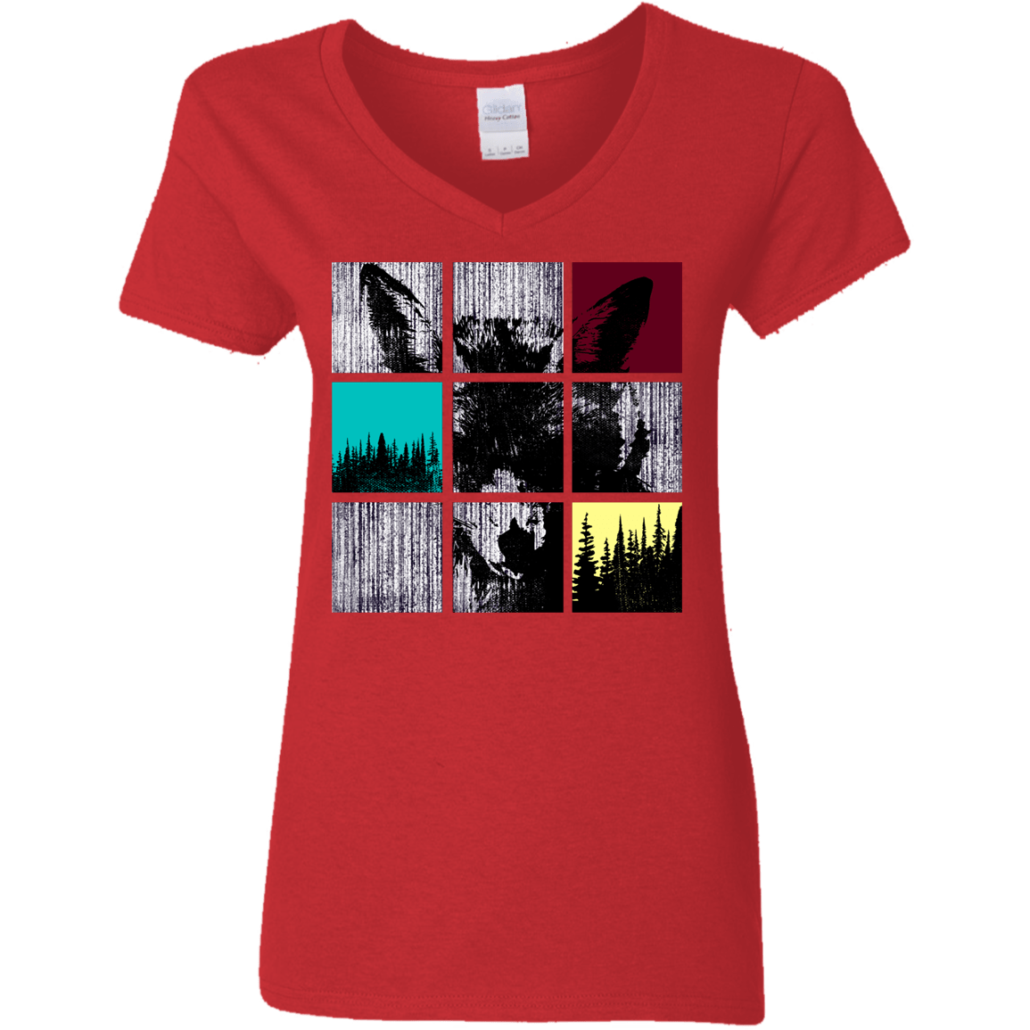 T-Shirts Red / S Fox Pane Women's V-Neck T-Shirt