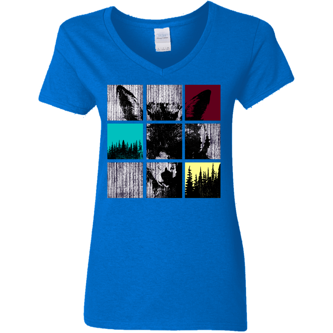 T-Shirts Royal / S Fox Pane Women's V-Neck T-Shirt