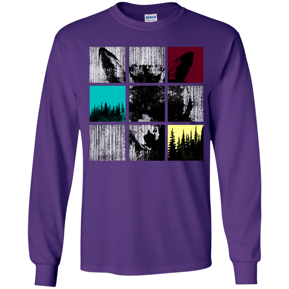T-Shirts Purple / YS Fox Pane Youth Long Sleeve T-Shirt