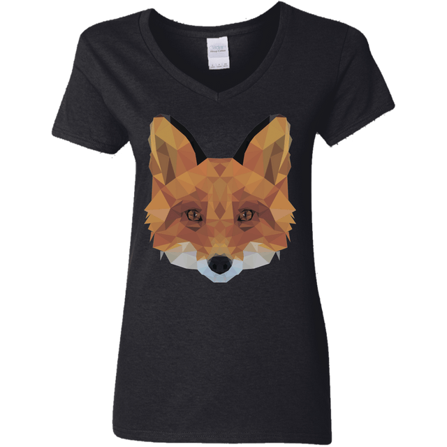 T-Shirts Black / S Fox Portrait Women's V-Neck T-Shirt