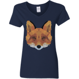 T-Shirts Navy / S Fox Portrait Women's V-Neck T-Shirt