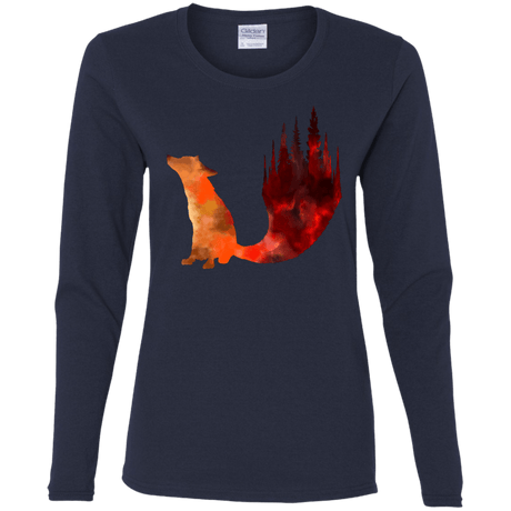 T-Shirts Navy / S Fox Tail Women's Long Sleeve T-Shirt