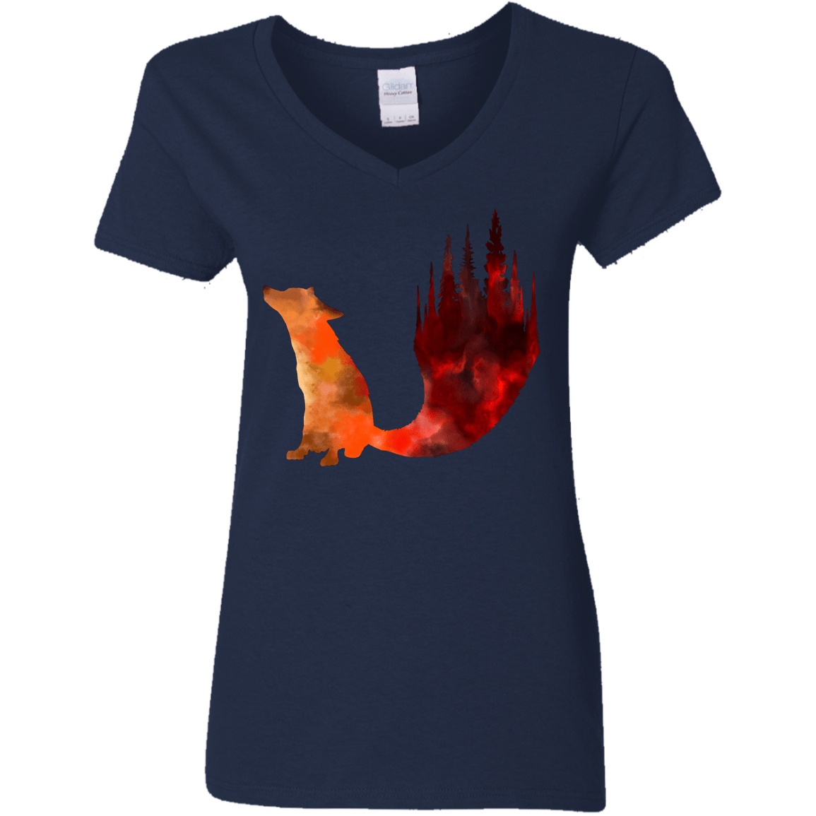 T-Shirts Navy / S Fox Tail Women's V-Neck T-Shirt