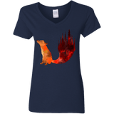 T-Shirts Navy / S Fox Tail Women's V-Neck T-Shirt