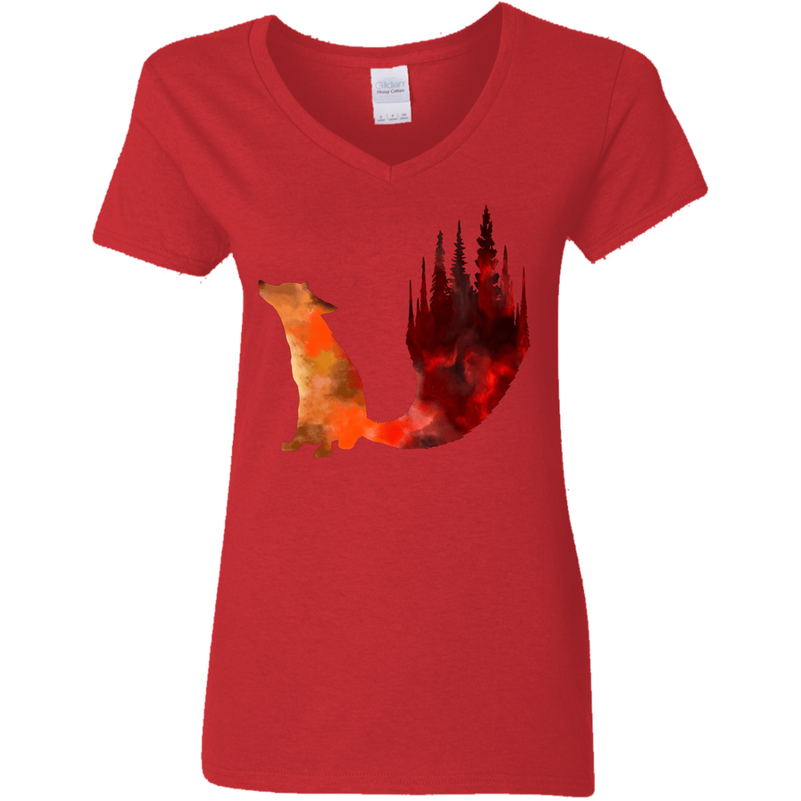 T-Shirts Red / S Fox Tail Women's V-Neck T-Shirt