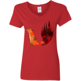 T-Shirts Red / S Fox Tail Women's V-Neck T-Shirt