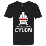 T-Shirts Black / X-Small Frakking cylon Men's Premium V-Neck
