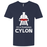 T-Shirts Midnight Navy / X-Small Frakking cylon Men's Premium V-Neck