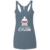 T-Shirts Indigo / X-Small Frakking cylon Women's Triblend Racerback Tank