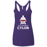 T-Shirts Purple / X-Small Frakking cylon Women's Triblend Racerback Tank