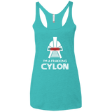 T-Shirts Tahiti Blue / X-Small Frakking cylon Women's Triblend Racerback Tank