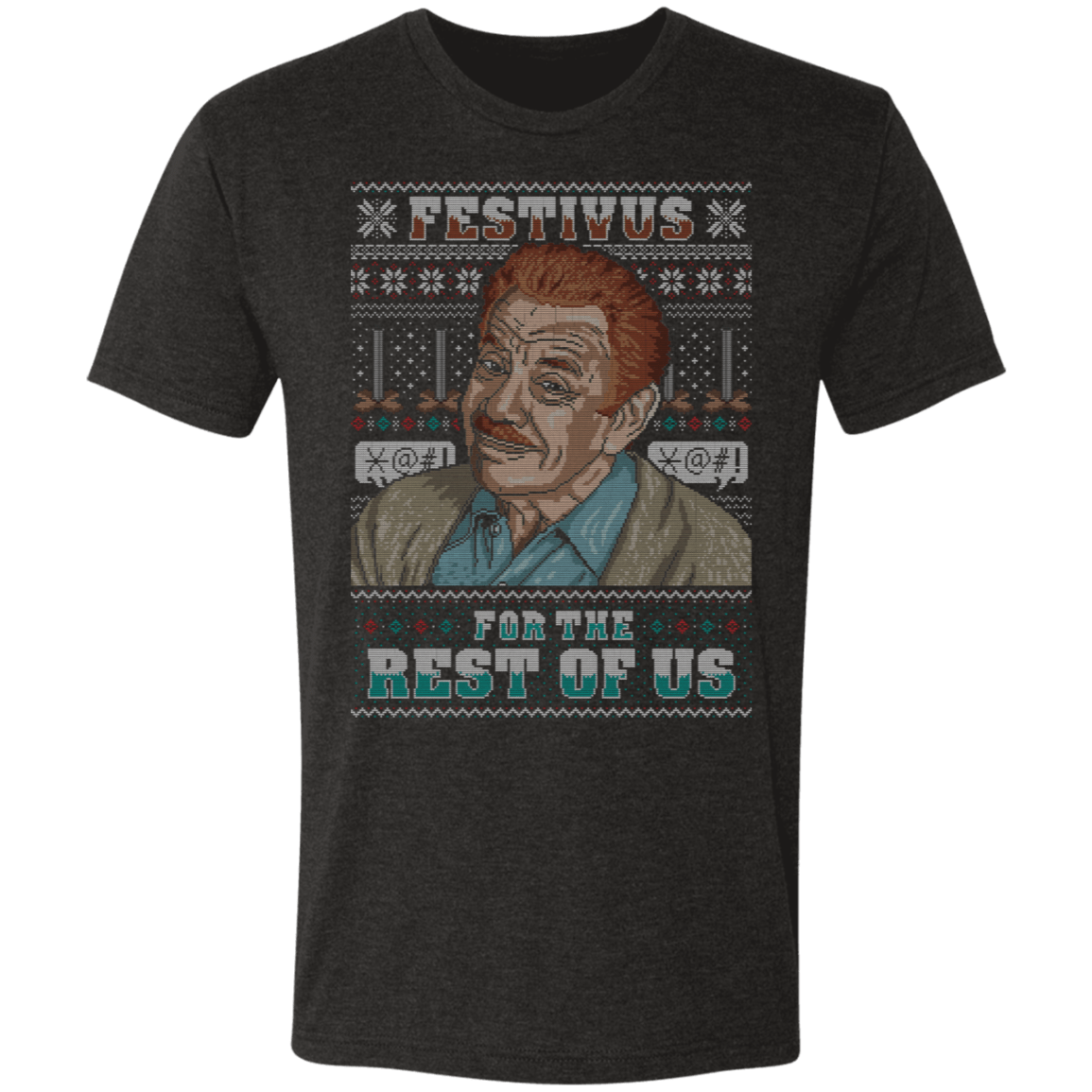 T-Shirts Vintage Black / S Frank Festivus Ugly Sweater Men's Triblend T-Shirt