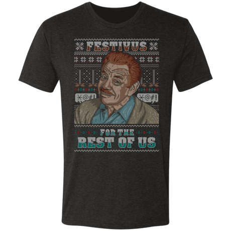 T-Shirts Vintage Black / S Frank Festivus Ugly Sweater Men's Triblend T-Shirt