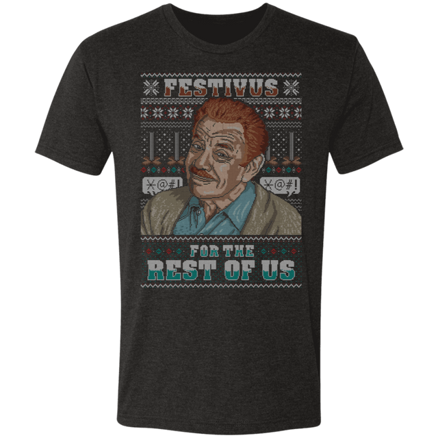 T-Shirts Vintage Black / S Frank Festivus Ugly Sweater Men's Triblend T-Shirt