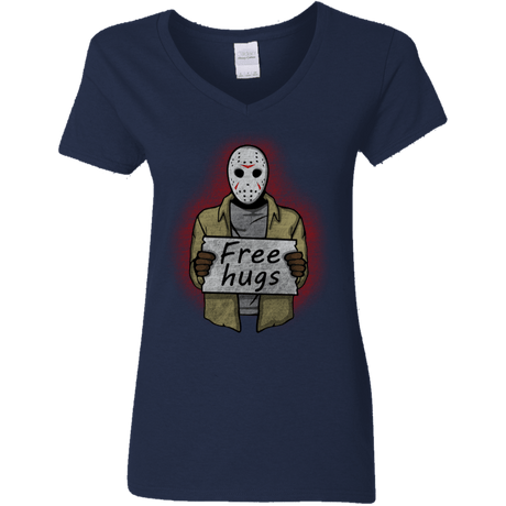 T-Shirts Navy / S Free Hugs Jason Women's V-Neck T-Shirt