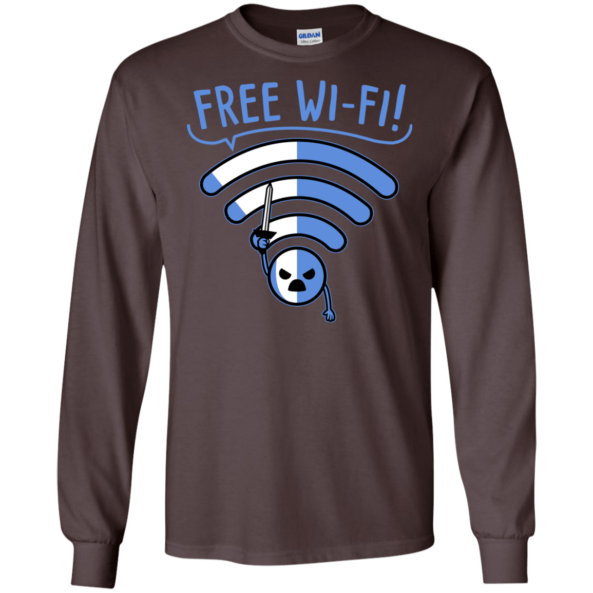 T-Shirts Dark Chocolate / S Free Wi-Fi! Men's Long Sleeve T-Shirt