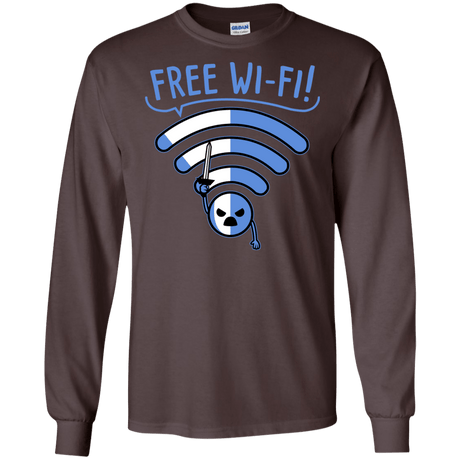 T-Shirts Dark Chocolate / S Free Wi-Fi! Men's Long Sleeve T-Shirt