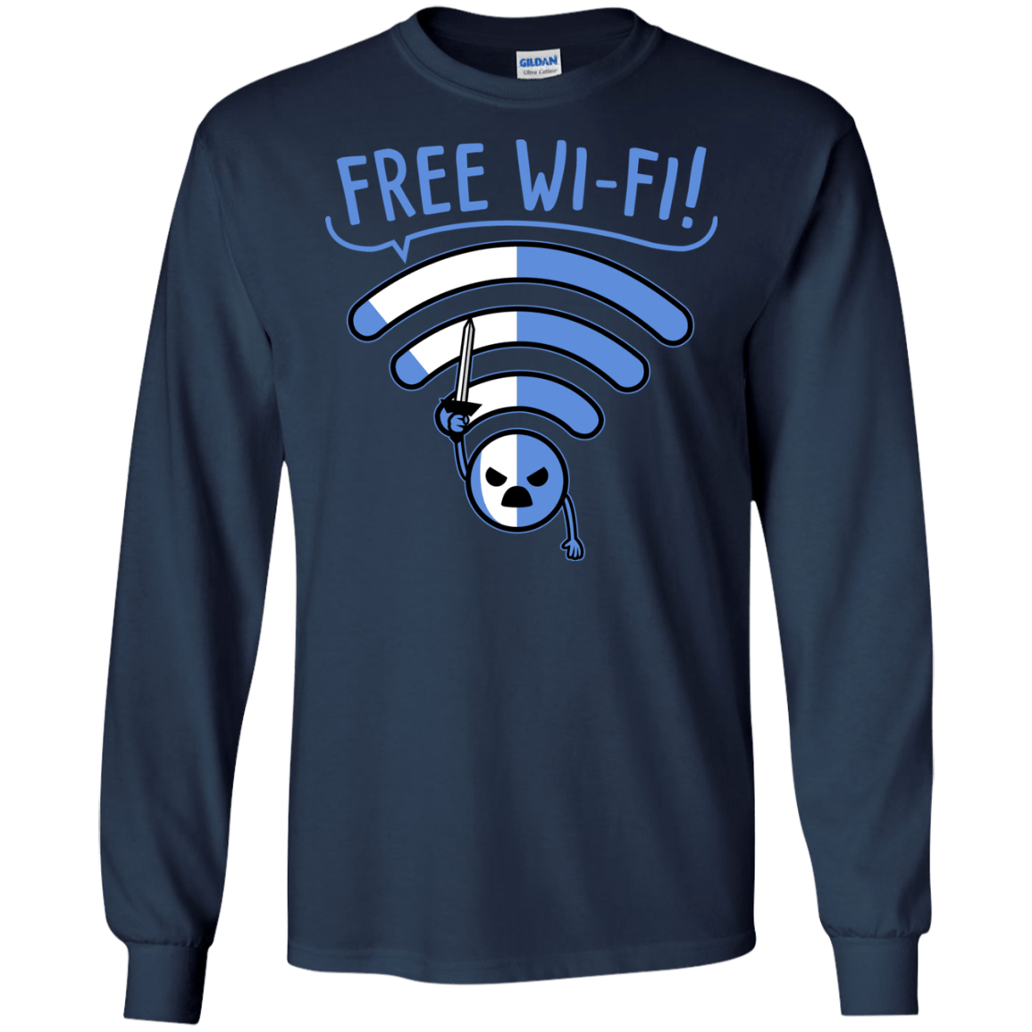 T-Shirts Navy / S Free Wi-Fi! Men's Long Sleeve T-Shirt